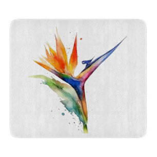 Planche À Découper Fleur exotique oiseau de paradis aquarelle lumineu