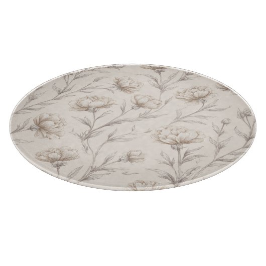 Planche À Découper Fleur Florale Crème Marron Cacao (Coin)