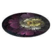 Planche À Découper Fleur fractale grise et pourpre moderne abstraite (Coin)
