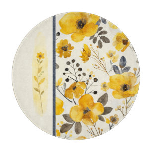 Planche À Découper Fleur jaune à rayures