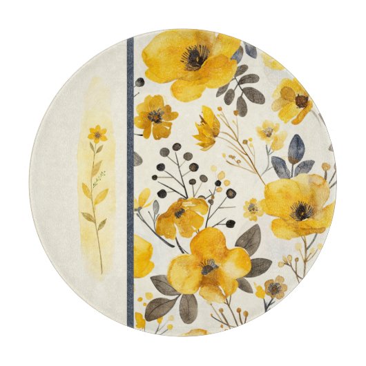 Planche À Découper Fleur jaune à rayures (Devant)
