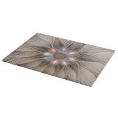 Planche À Découper Fleur joyeuse abstraite beige marron floral fracta (Coin)