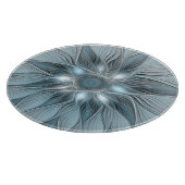 Planche À Découper Fleur joyeuse abstraite fleur bleue grise fractale (Coin)