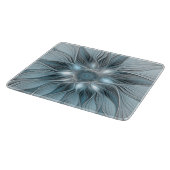 Planche À Découper Fleur joyeuse abstraite fleur bleue grise fractale (Coin)