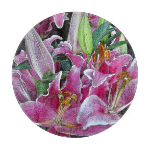 PLANCHE À DÉCOUPER FLEUR/LAVANDE-ROSE, COULEURS ROSE ET VERT/JOURNÉE