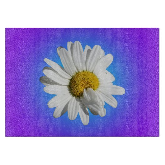Planche À Découper Fleur marguerite blanche Flore pourpre Bleu Dégrad (Devant)
