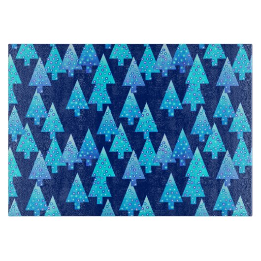 Planche À Découper Fleur moderne arbres de Noël - bleu cobalt (Devant)