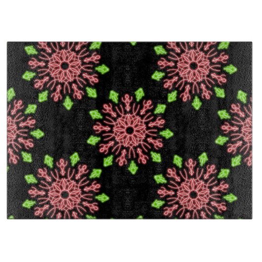 Planche À Découper Fleur néon rouge et verte (Devant)