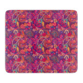 Planche À Découper Fleur noire : Motif de jardin rose artistique (Devant)