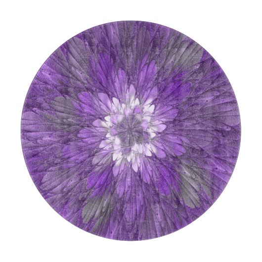 Planche À Découper Fleur psychédélique violette Abstraite Fractal Art (Devant)