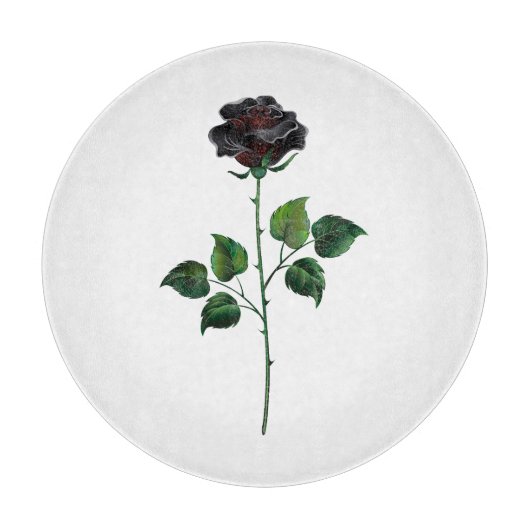 Planche À Découper Fleur rose noire (Devant)