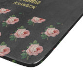 Planche À Découper Fleur rose nom personnalisé gris (Coin)