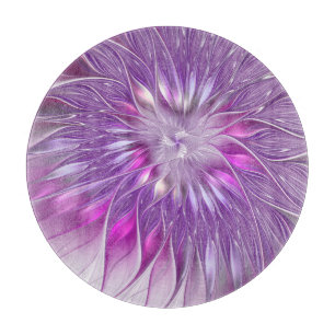 Planche À Découper Fleur Rose Violet Passion Abstrait Art Fractal