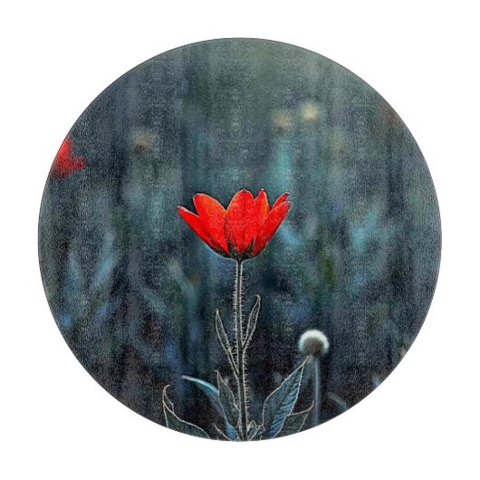 Planche À Découper Fleur Rouge Art de la Solitude de la Nuit Sombre (Devant)