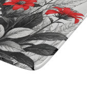 Planche À Découper Fleur rouge sur Plante noir blanc (Coin)