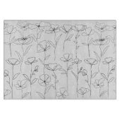 Planche À Découper Fleur sauvage de pavot noir et blanc minimal flora (Devant)