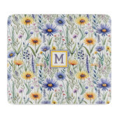 Planche À Découper Fleur sauvage rustique jolie aquarelle Monogramme (Devant)