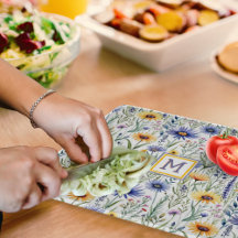 Fleur sauvage rustique jolie aquarelle Monogramme