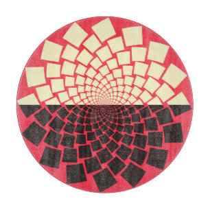 Planche À Découper Fleur stylisée : noir rouge ivoire