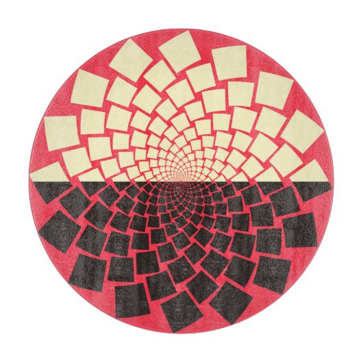 Planche À Découper Fleur stylisée : noir rouge ivoire (Devant)