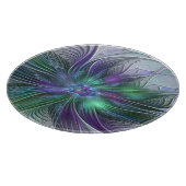 Planche À Découper Fleur verte abstraite moderne fractale violette (Coin)