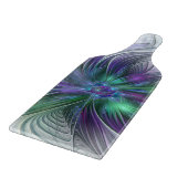 Planche À Découper Fleur verte abstraite moderne fractale violette (Coin)