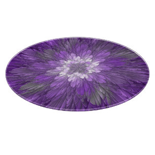 Planche À Découper Fleur Violette Psychedelique Art Fractal Abstrait