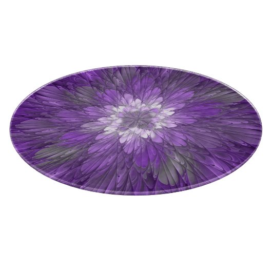 Planche À Découper Fleur Violette Psychedelique Art Fractal Abstrait (Coin)