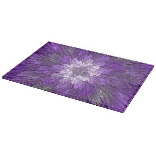 Planche À Découper Fleur Violette Psychedélique Art Fractal Abstrait (Coin)