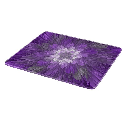Planche À Découper Fleur Violette Psychedélique Art Fractal Abstrait (Coin)