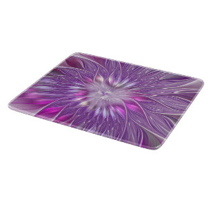 Planche À Découper Fleur violette rose Passion Abstrait Art fractal