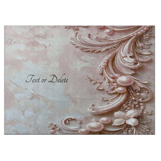 Planche à découper fleurale et perle ornée rose (Devant)