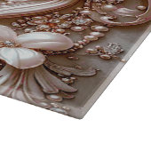 Planche à découper fleurale et perle ornée rose (Coin)