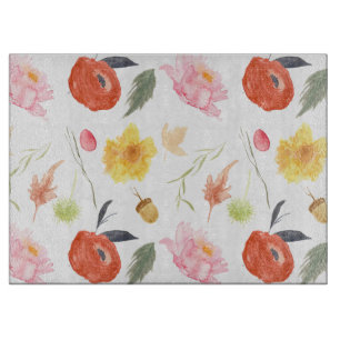 Planche À Découper Fleurs à l'aquarelle