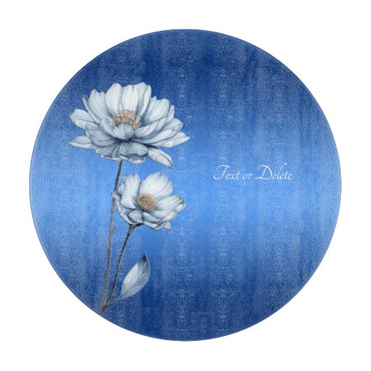 Planche à découper Fleurs Aquarelle Bleue (Devant)