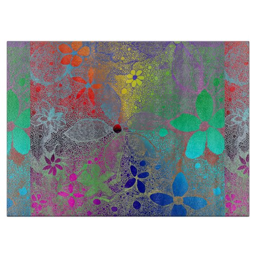 Planche À Découper Fleurs Arc En Ciel (Devant)