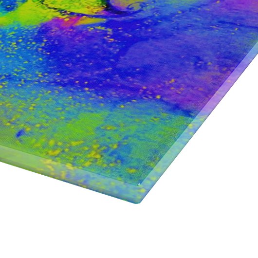 Planche À Découper FLEURS BLANCHES bleu vert rose jaune (Coin)