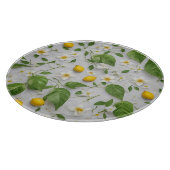 Planche À Découper Fleurs blanches Citrons Vert Feuille Motif sur bla (Coin)