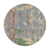 Planche À Découper Fleurs blanches sur Arrière - plan de papier journ (Devant)