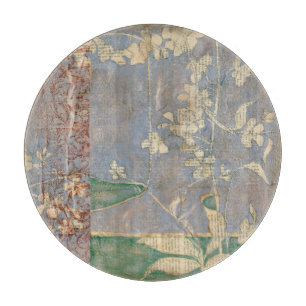 Planche À Découper Fleurs blanches sur Arrière - plan de papier journ