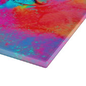 Planche À Découper FLEURS BLANCHES Turquoise Bleu Rose Orange (Coin)