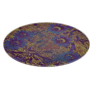 Planche À Découper Fleurs bleues contre le motif de camouflage de