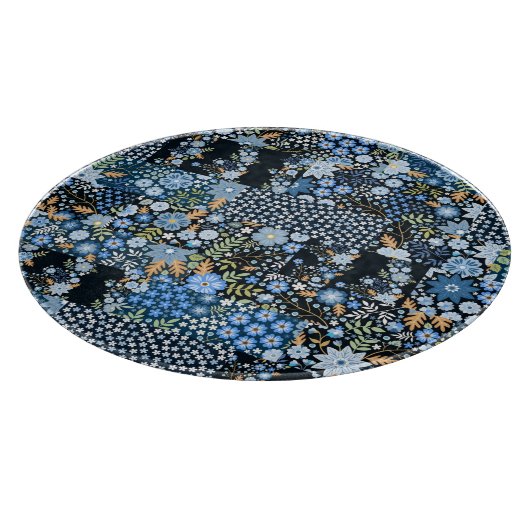 Planche À Découper Fleurs Bleues Patchwork : Tissu sans couture. (Coin)