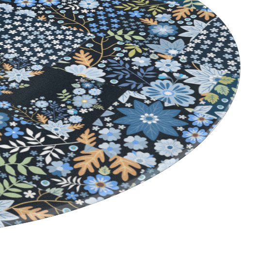 Planche À Découper Fleurs Bleues Patchwork : Tissu sans couture. (Coin)