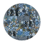 Planche À Découper Fleurs Bleues Patchwork : Tissu sans couture. (Devant)