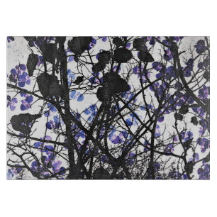 Planche À Découper Fleurs bleues sur l'arbre d'hiver concept art numé