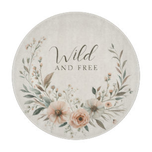 Planche À Découper Fleurs Bohème Minimalistes en Ivoire et Rose Pâle