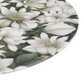 Planche À Découper Fleurs botaniques blanches sur feuilles verts (Coin)