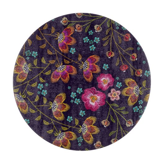 Planche À Découper Fleurs brodées : mode sans couture motif (Devant)