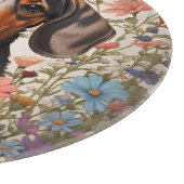 Planche À Découper Fleurs Brown De Dachshund Et Cosmos (Coin)